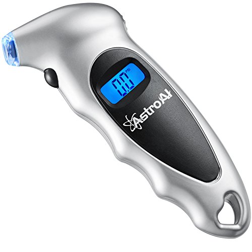 AstroAI Digital Tire Pressure Gauge 150 PSI 4 Settings for Car Truck Bicycle with Backlit LCD and Non-Slip Grip, Silver (1 Pack), Only $9.59