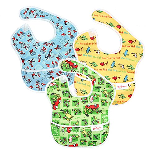 Bumkins Waterproof SuperBib 3 Pack, SN4 (Dr. Seuss Cat in the Hat/Green Eggs/Yellow Fish) (6-24 Months), Only $7.65
