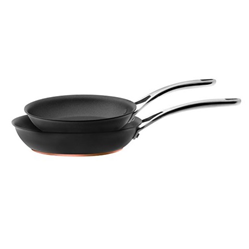 Anolon Nouvelle Copper Hard-Anodized Nonstick Twin Pack 8-Inch and 10-Inch French Skillets, Dark Gray, Only $31.99, free shipping