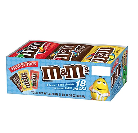 M&M'S 多種口味盒裝M豆30.58盎司（18包），現僅售$11.25，免運費！
