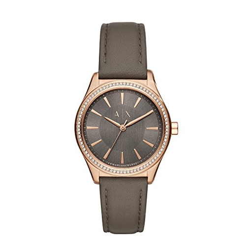 Armani Exchange Women's Quartz Stainless Steel and Leather Casual Watch, Color:Brown (Model: AX5455) only $53.03