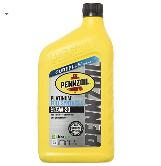 Pennzoil 550022686 Platinum Full Synthetic 5W-20 Motor Oil -1 Quart only $5.86