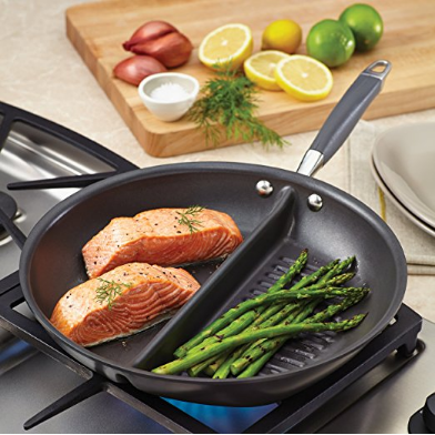 Anolon Advanced Hard Anodized Nonstick 12-Inch Divided Grill and Griddle Skillet, Gray $27.99，free shipping