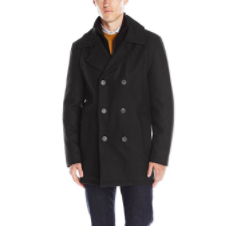 Marc New York by Andrew Marc Men's Cheshire Pressed Wool Peacoat With Inset Knit Bib $32.63