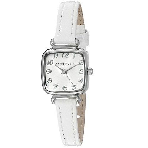 Anne Klein Women's AK/2385SVWT Silvertone Mini Leather Strap Watch, Only $27.76, free shipping