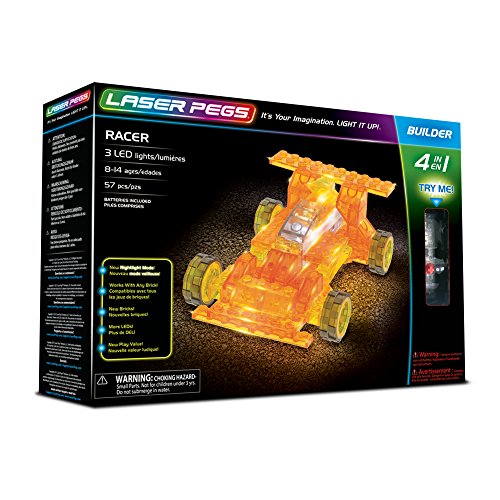 史低价！Laser Pegs Racer 4-in-1 发光汽车拼装玩具，原价$17.99，现仅售$7.00