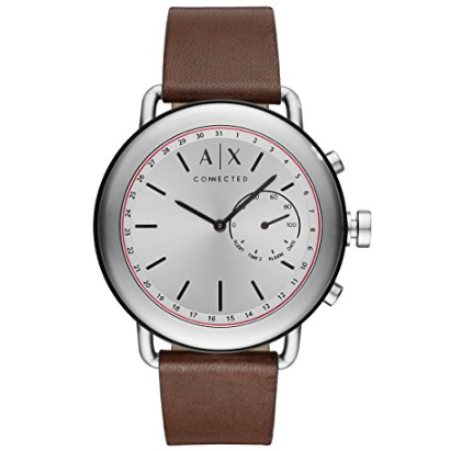 Armani Exchange Men's Hybrid Smartwatch, Stainless Steel, Brown Leather Strap, 47 mm, AXT1022 $89.04，free shipping