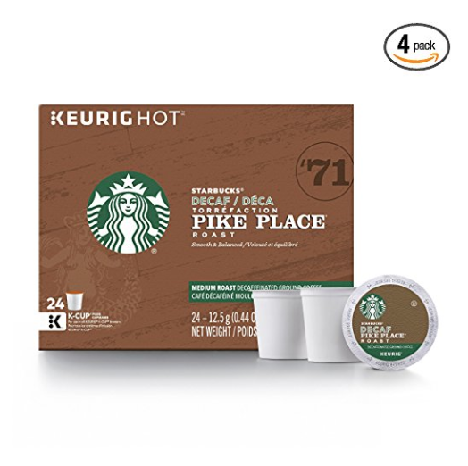 Starbucks Decaf Pike Place Roast for Keurig Brewers, 96 Count only $27.03
