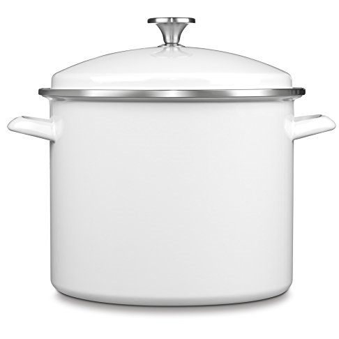 Cuisinart EOS126-28W Chef's Classic Enamel on Steel Stockpot with Cover, 12-Quart, White, Only $27.33, free shipping