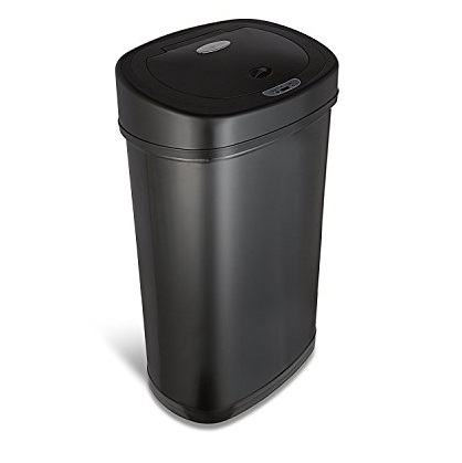 NINESTARS DZT-50-9BK Automatic Touchless Motion Sensor Oval Trash Can, 13.2 Gal. 50 L., Black, Only $48.10, free shipping