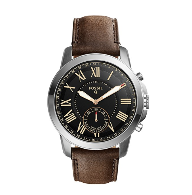 Fossil Men's Silvertone Leather Watch only $95