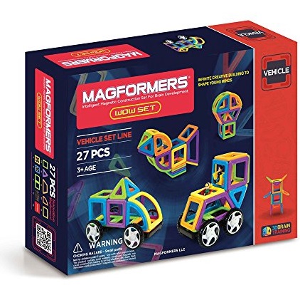 史低價！Magformers Vehicle 磁力建構片，27片裝，原價$69.99，現僅售$40.17，免運費