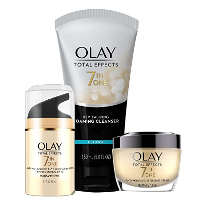 Olay Total Effects Day to Night Anti-Aging Skincare Kit with Cleanser, SPF & Night Cream $38.47，free shipping