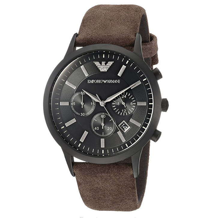 Emporio Armani Men's 'Fashion' Quartz Stainless Steel and Leather Casual Watch, Color:Brown (Model: AR11078) only $115.31