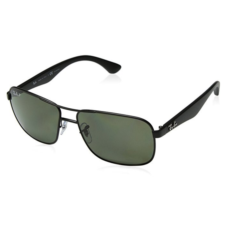 Ray-Ban Polarized RB3516 Sunglasses - Matte Black Frame/Green Lens $79.99，free shipping