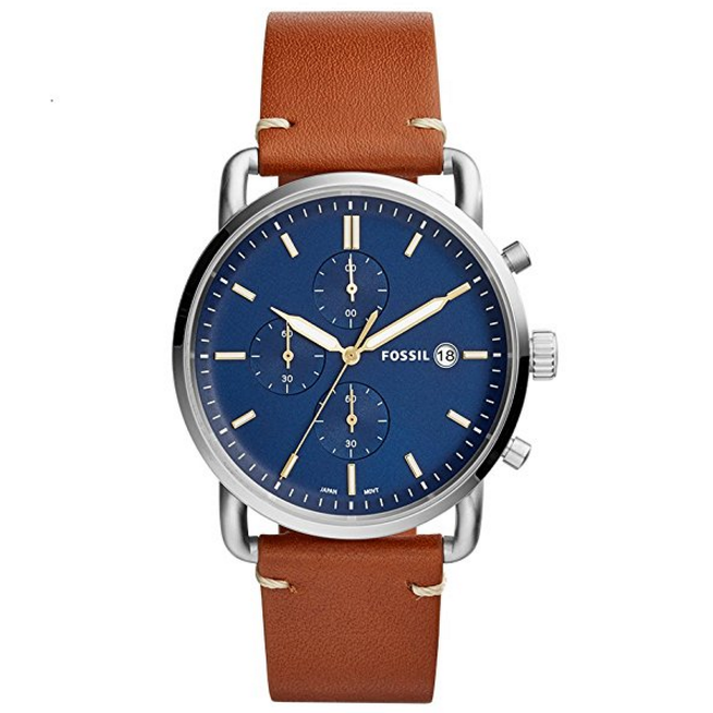 Fossil The Commuter Chronograph Light Brown Leather Watch $57.50，free shipping