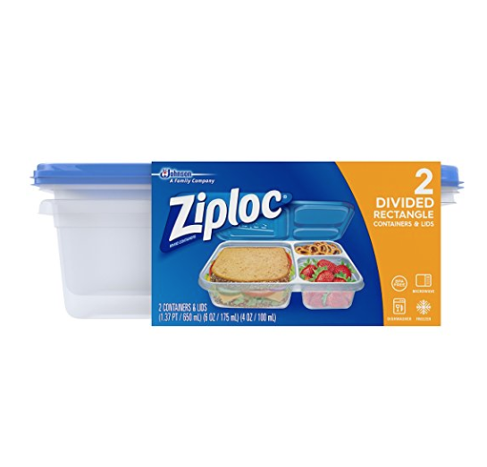 Ziploc 3格塑料保鮮盒午餐盒 2隻裝, 現僅售$1.98