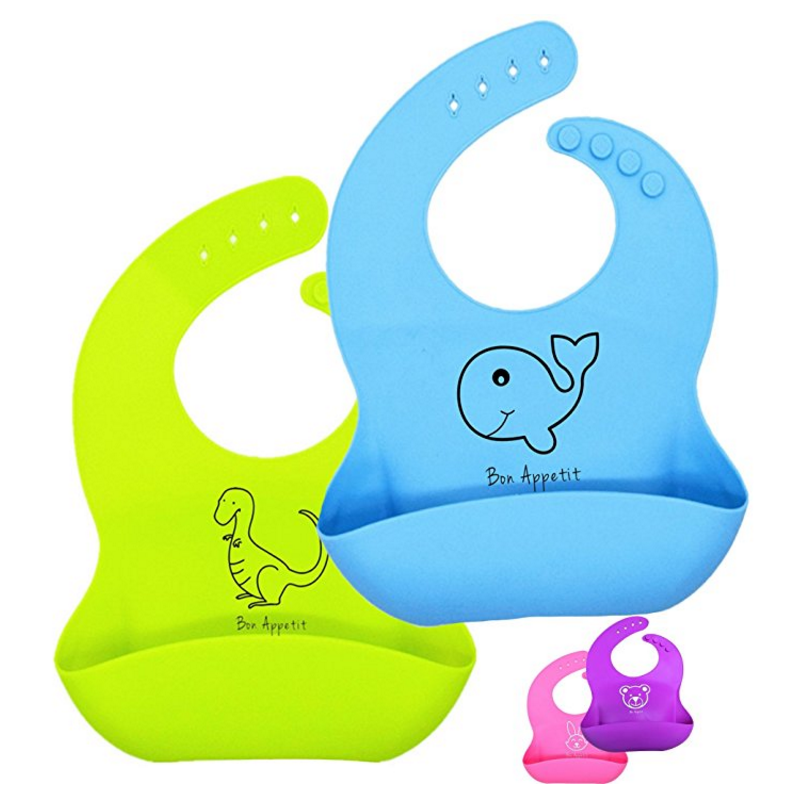Soft Silicone Baby Bibs, Reinforced Buttonholes, Comfortable Adjustable Collar $13.57