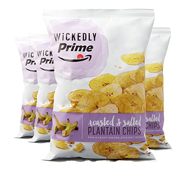 Wickedly Prime Plantain Chips, Roasted & Salted, 12 Ounce (Pack of 4) only $12.84