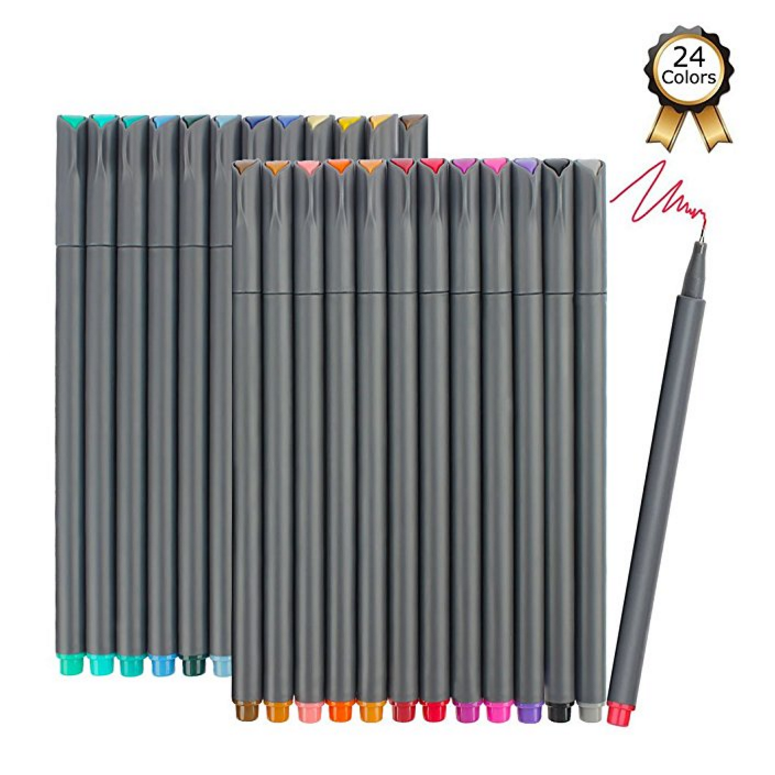 Fineliner Pens, iBayam 24 Colors Fine Tip Colored Writing Drawing Markers Pens Fine Line Point Marker Pen Set for Bullet Journal Planner Note Calendar Coloring Art Projects $7.57