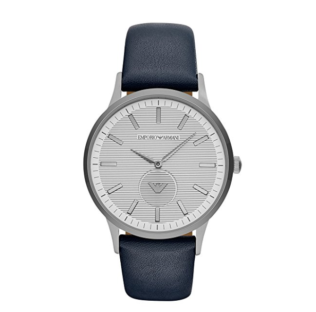 Emporio Armani Men's 'Dress' Quartz Stainless Steel and Leather Casual Watch, Color:Blue (Model: AR11119) only $114.35