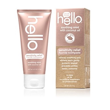 Hello Oral Care Sensitivity Relief Toothpaste, Soothing Mint with Coconut Oil, 4 Ounce, Only $4.24