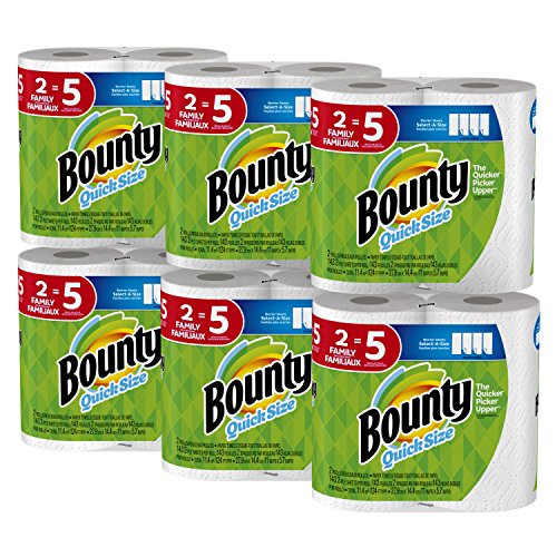 Bounty Quick-Size Paper Towels, White, 12 Family Rolls = 30 Regular Rolls, Only $21.00