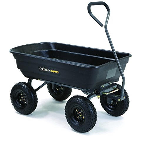 Gorilla Carts GOR4PS Poly Garden Dump Cart with Steel Frame and 10-in. Pneumatic Tires, 600-Pound Capacity, Black, Only $73.00, free shipping