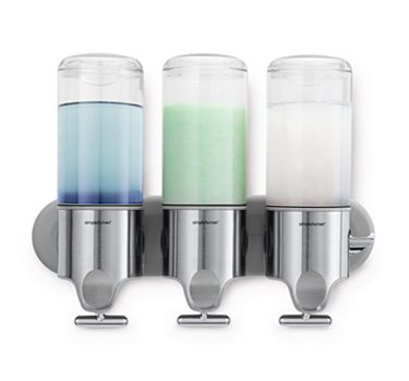 simplehuman Triple Wall Mount Shower Pump, 3 x 15 fl. oz. Shampoo and Soap Dispensers, Stainless Steel $41.99