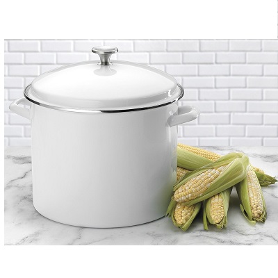 Cuisinart EOS166-30W Enamel Stockpot with Cover, 16-Quart, White, Only $27.97, free shipping