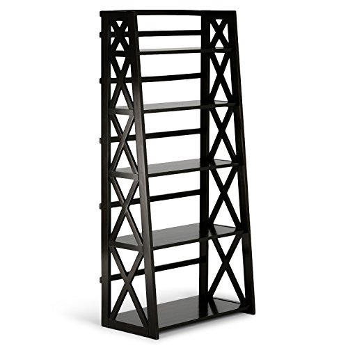 Simpli Home Kitchener Solid Wood Ladder Shelf, Dark Walnut Brown, Only $132.00, You Save $357.99(73%)