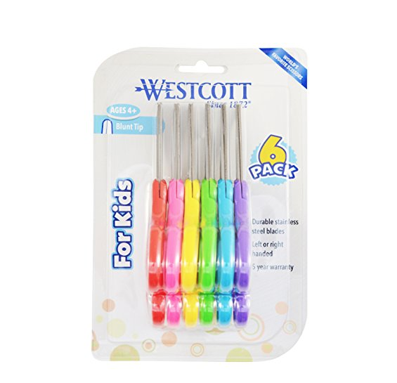Westcott School Left and Right Handed Kids 5” Scissors, Blunt, 6 Pack (16454 ) only $4.27