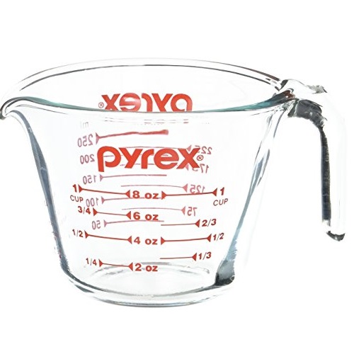 Pyrex Prepware 1-Cup Measuring Cup, Clear with Red Measurements, Only $3.59