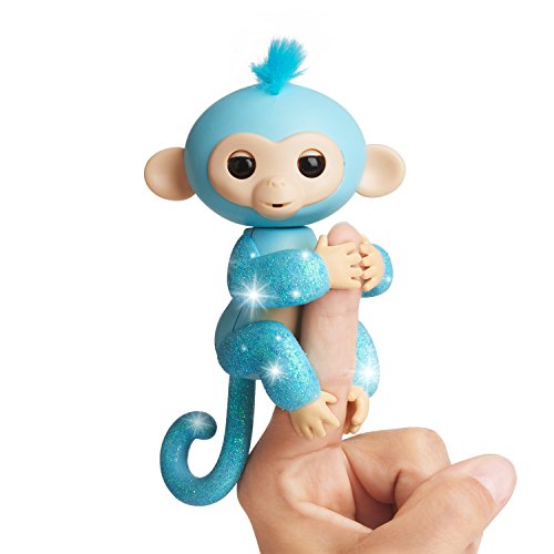 Fingerlings Glitter Monkey - Amelia (Turquoise Blue Glitter) - Interactive Baby Pet - By WowWee, Only $9.97