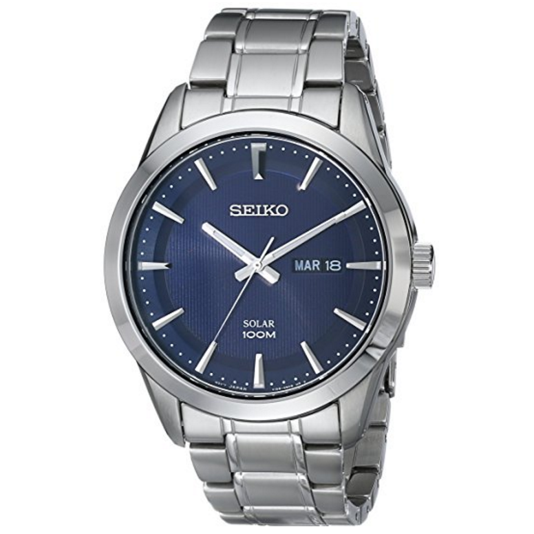 Seiko Men's Silvertone Stainless Steel Solar Watch $98.98 free shipping