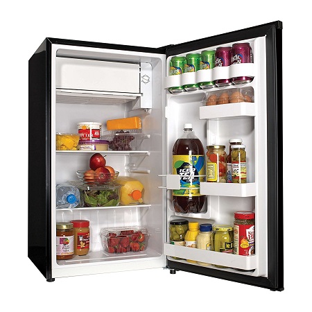 Haier 3.3 cu ft Refrigerator | 2 Interior Glass Shelves for Organization - Full-Width Freezer Compartment, Black, Only $115.00, free shipping