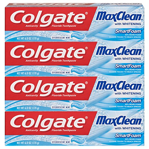 Colgate MaxClean Foaming Toothpaste with Whitening, Mint - 6 Ounce (4 Count), Only $7.56 , free shipping after clipping coupon and using SS