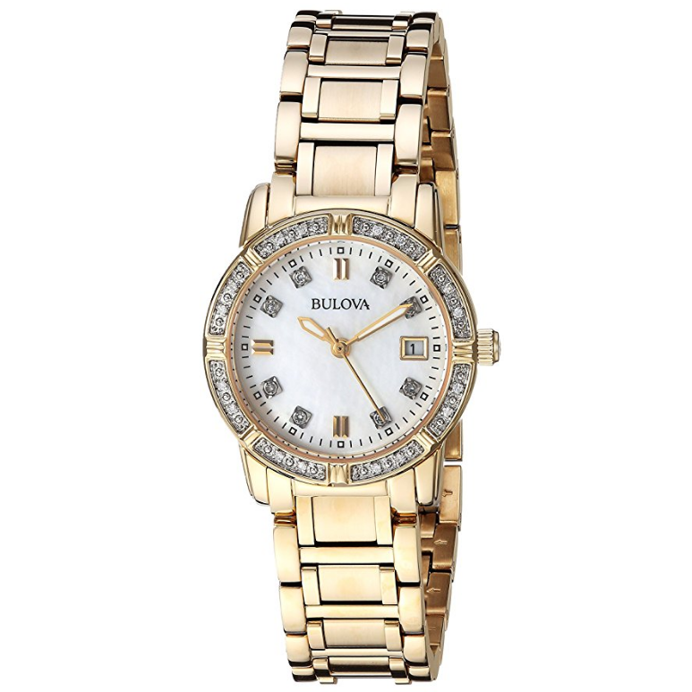 Bulova Women's Quartz Stainless Steel Casual Watch, Color:Gold-Toned (Model: 98R135) $132.99，free shipping