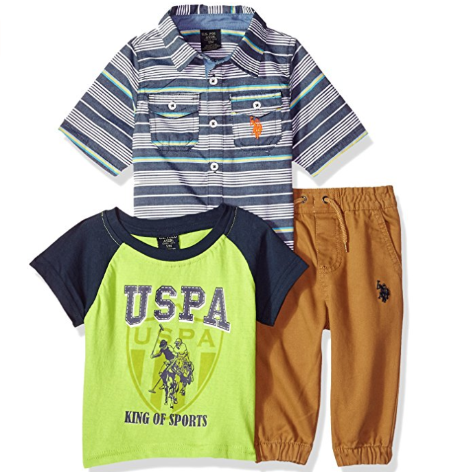 U.S. Polo Assn. Baby Boys Short Sleeve Shirt, T-Shirt and Pant Set only $7.20
