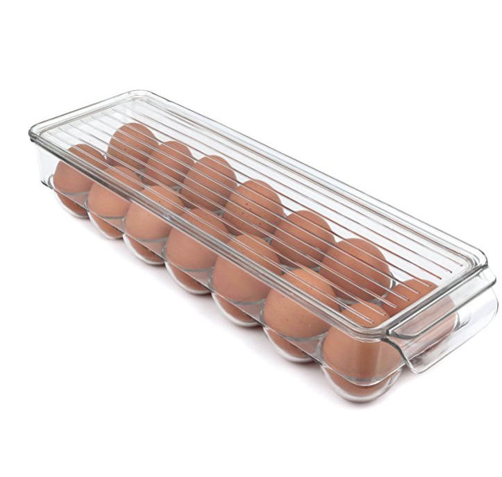Greenco Stackable Refrigerator Egg Storage Bin With Lid, Stores 14 Eggs, Clear only $7.98
