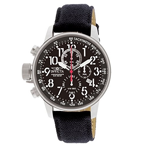 Invicta Men's 1512 I Force Stainless Steel Watch with Cloth and Leather Strap, Black, Only $48.99, free shipping