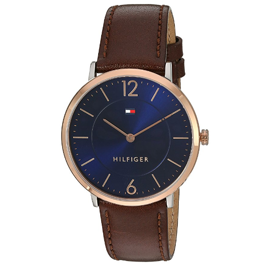 Tommy Hilfiger Men's 'Sophisticated Sport' Quartz Gold and Leather Casual Watch, Color:Brown (Model: 1710354) $50.62，free shipping