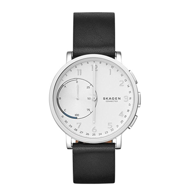 Skagen Men's 42mm Hagen Connected Black Leather Hybrid Smart Watch only $67