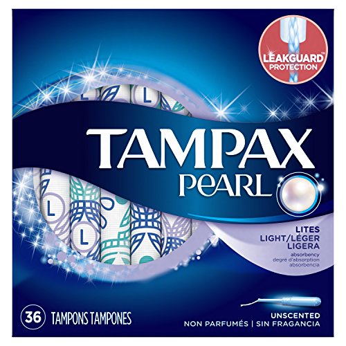 Tampax Pearl Plastic Tampons, Light Absorbency, Unscented, 36 Count - Pack of 2 (72 Total Count) (Packaging May Vary), Only $13.98