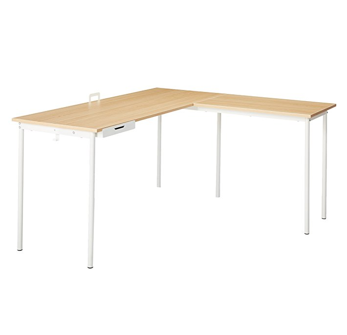 Zinus L-Shaped Corner Desk in Cream only $119.99