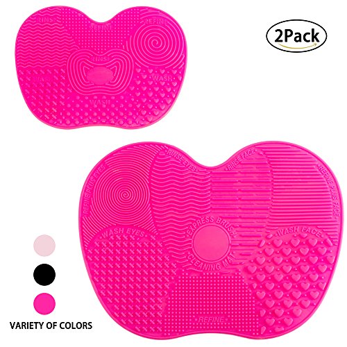 Makeup Brushes Cleaning Mat, LEOKOR Makeup Brush Cleaner Pad Set of 2 Cosmetic Brush Cleaning Mat Washing Tool with Suction Cup (Rose), Only $7.59  after clipping coupon