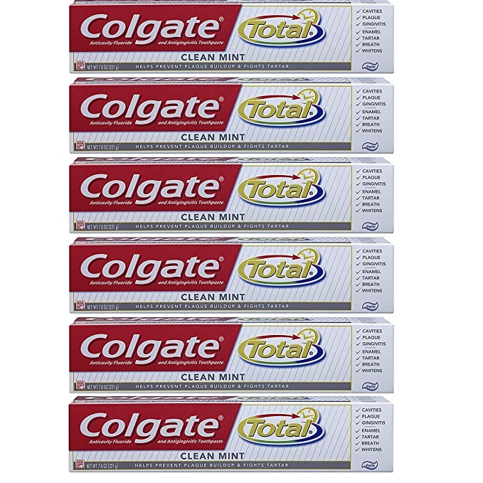 Colgate Total Fluoride Toothpaste, Clean Mint, 7.80 oz (Packs of 6) , $17.15, free shipping