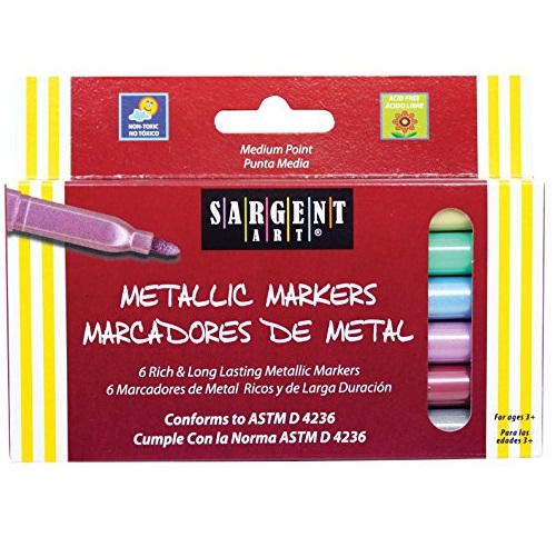 Sargent Art 22-1506 Liquid Metals Medium-Point Metallic Markers, 6 Count, Only $3.22