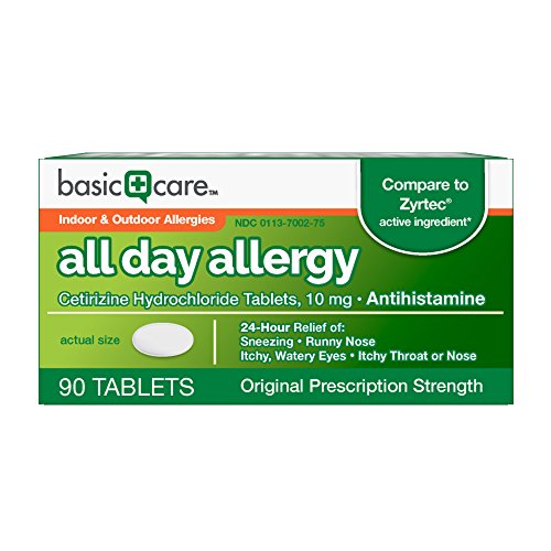 Basic Care All Day Allergy Cetirizine HCl Tablets, 90 Count, Only $7.46