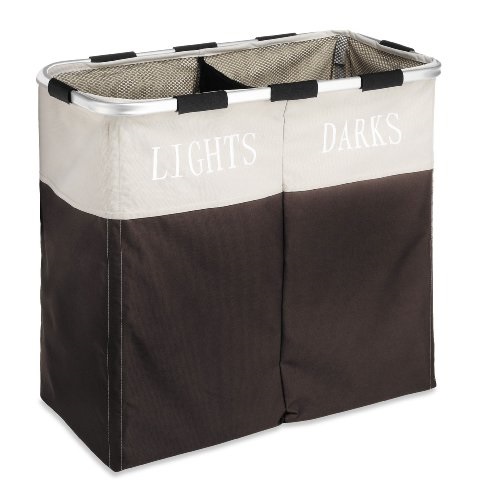 Whitmor Easycare Double Laundry Hamper - Lights and Darks Separator - Espresso, Only $12.68